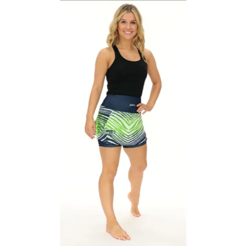 Zubaz NFL Women's Zebra Ombre Skort Team Primary Logo, Seattle Seahawks - Image 4