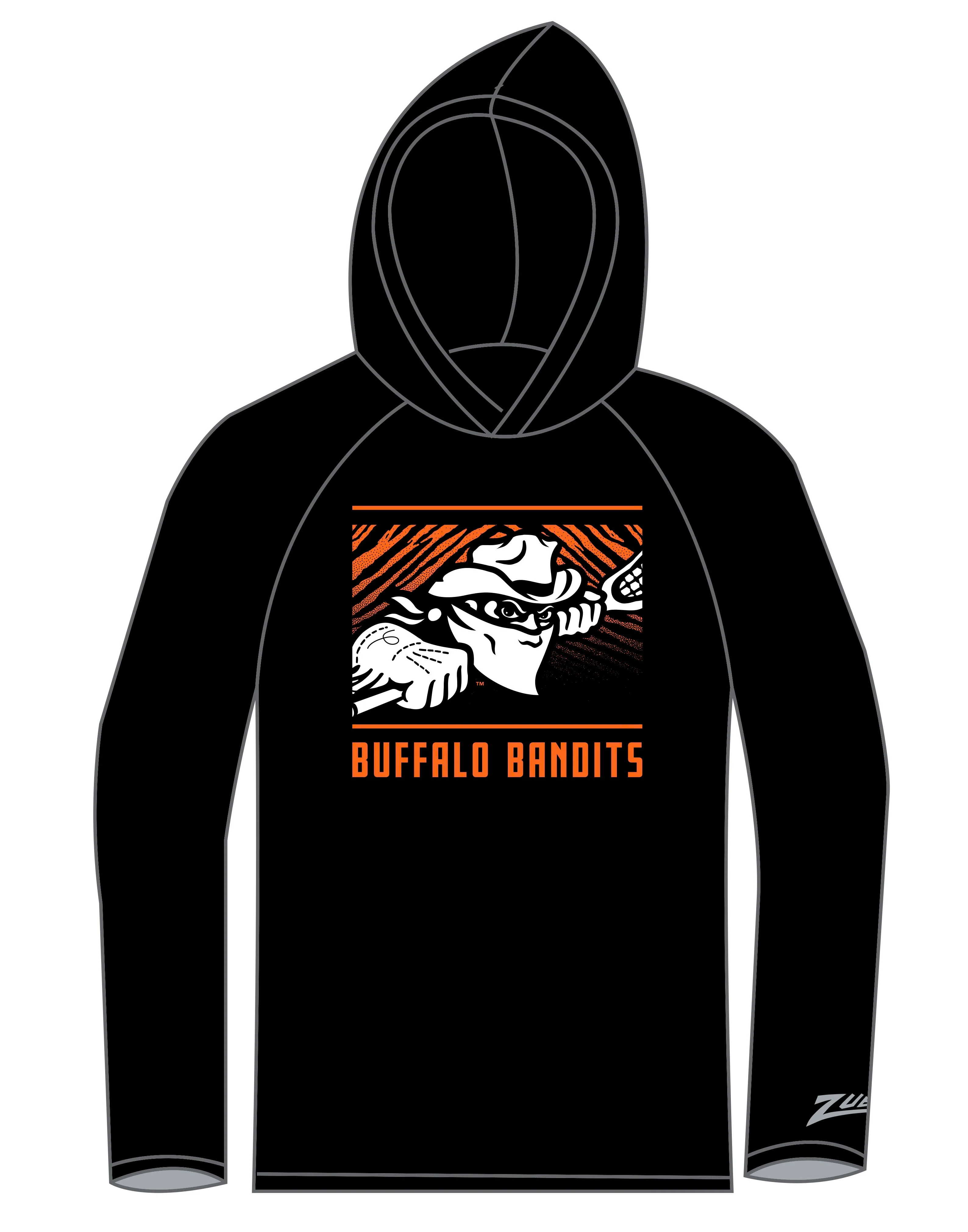 Zubaz NLL MEN Team Color Tunnel Lightweight Hoodie, Buffalo Bandits