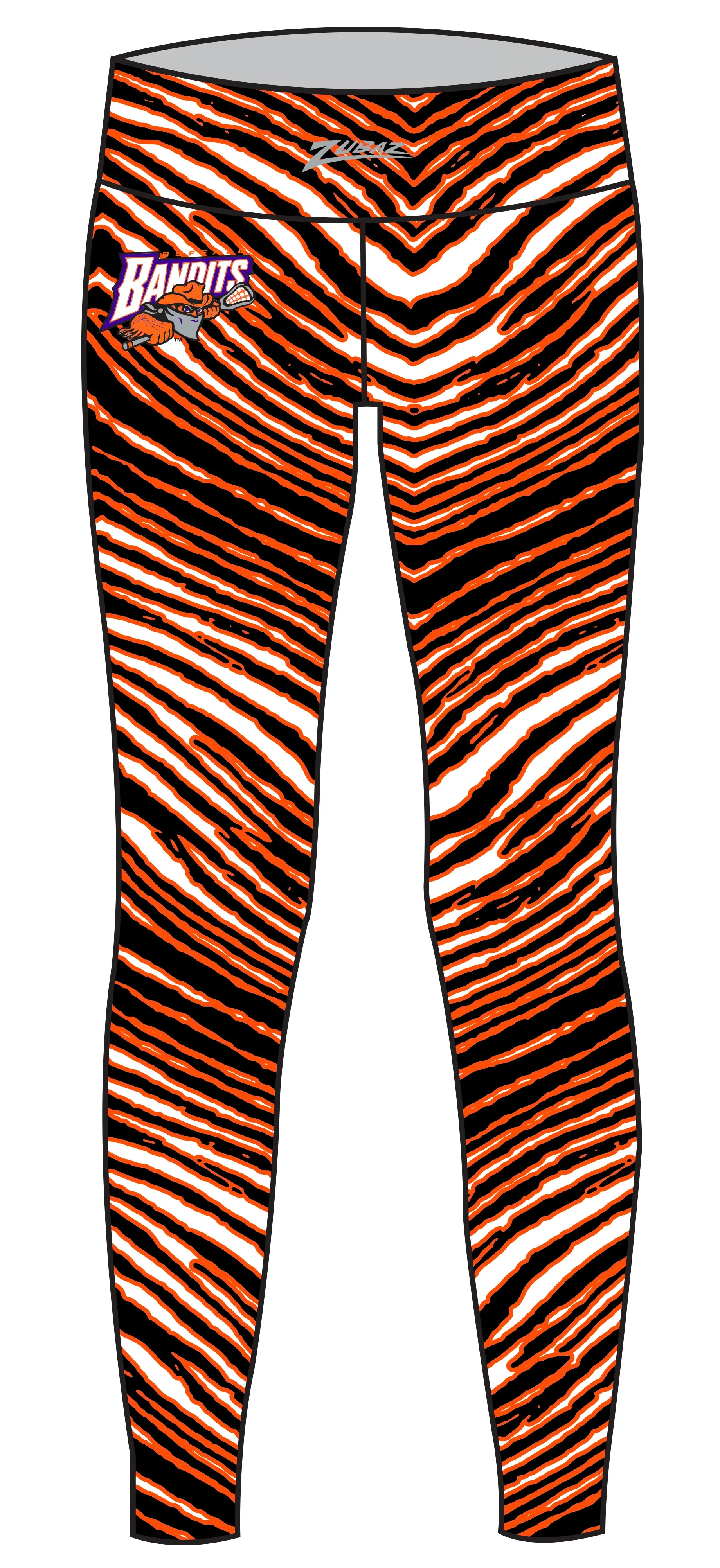 Zubaz NLL WOMEN 3 Color Zebra Legging, Buffalo Bandits