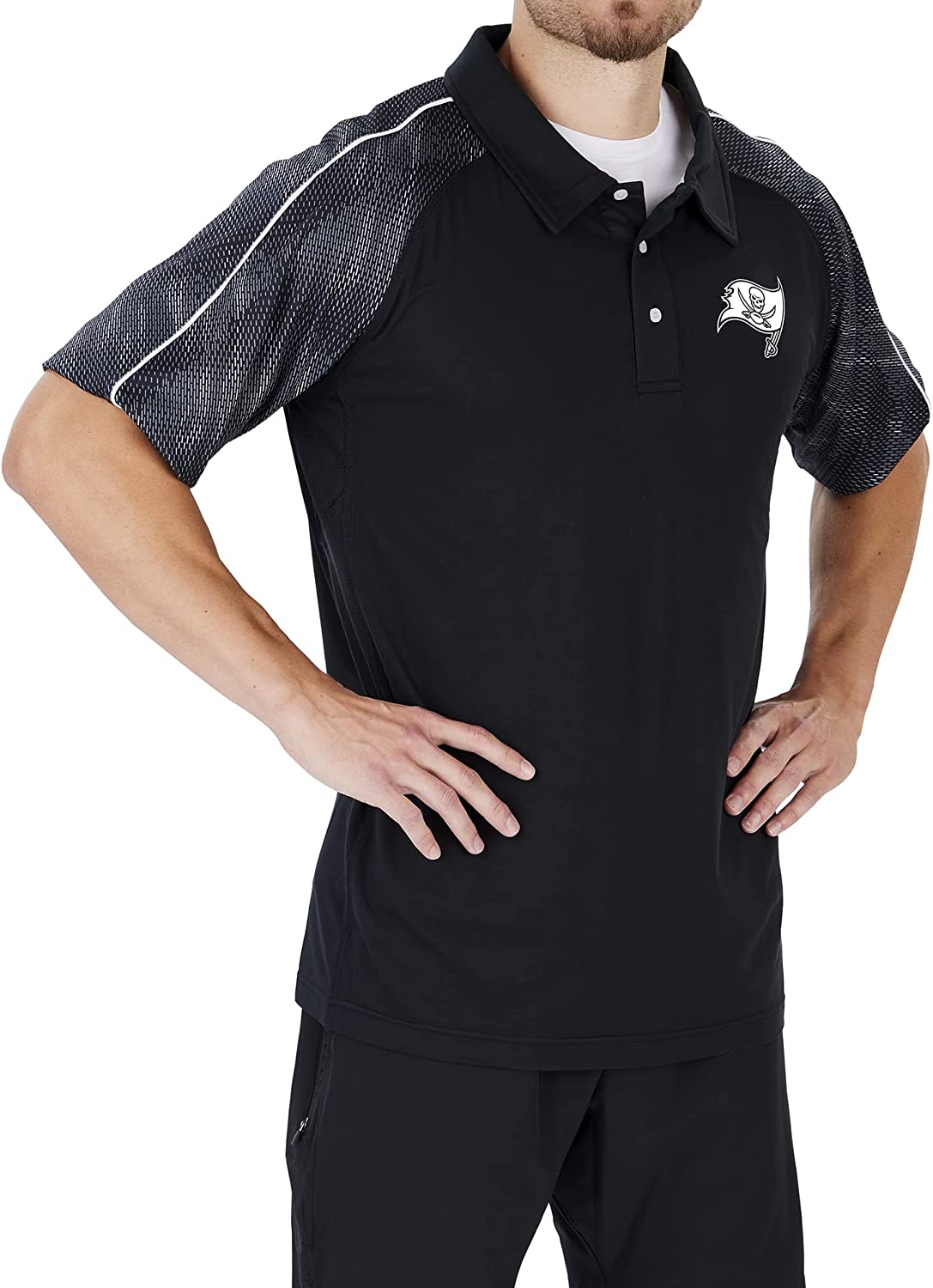 Zubaz Tampa Bay Buccaneers NFL Men's Elevated Polo Tonal Viper Print Accent - Image 3