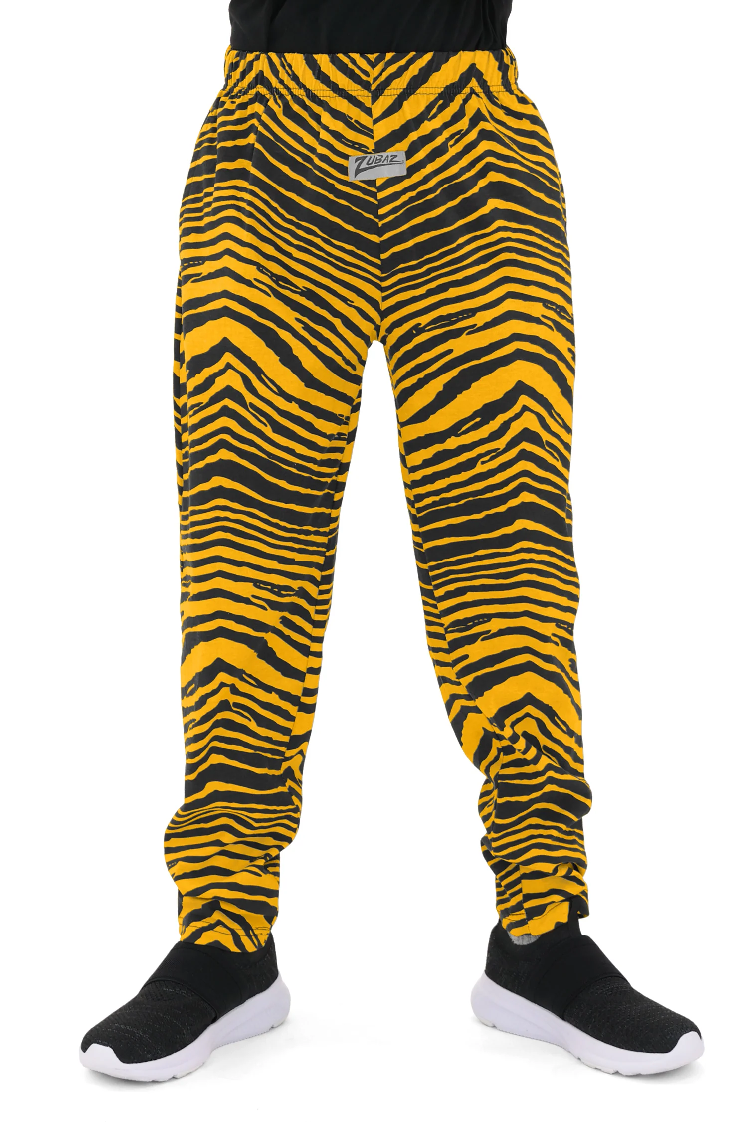 Zubaz Unisex Youth Z88 2 Color Zebra Pant, Black/Gold, 4/5