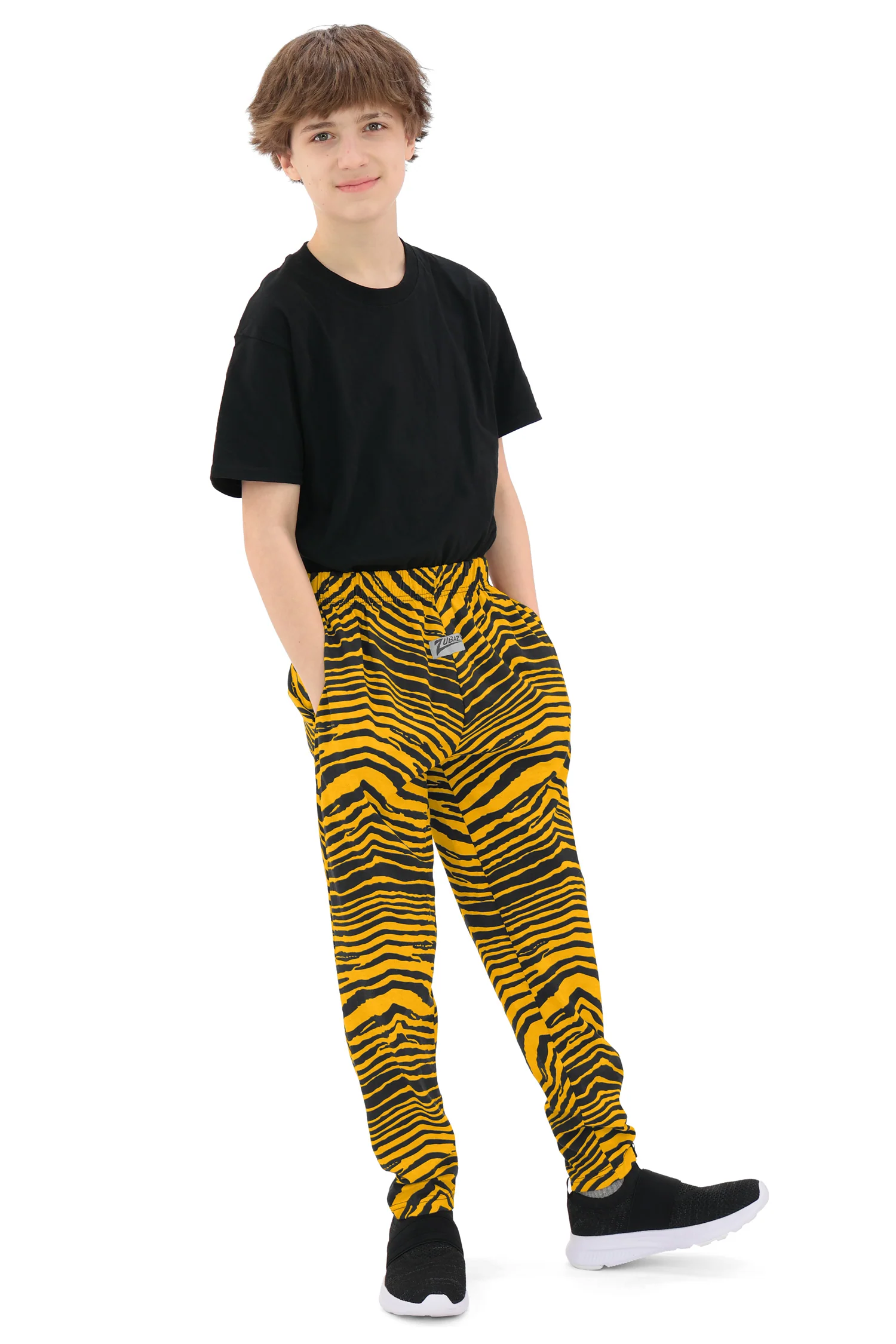 Zubaz Unisex Youth Z88 2 Color Zebra Pant, Black/Gold, 4/5 - Image 4