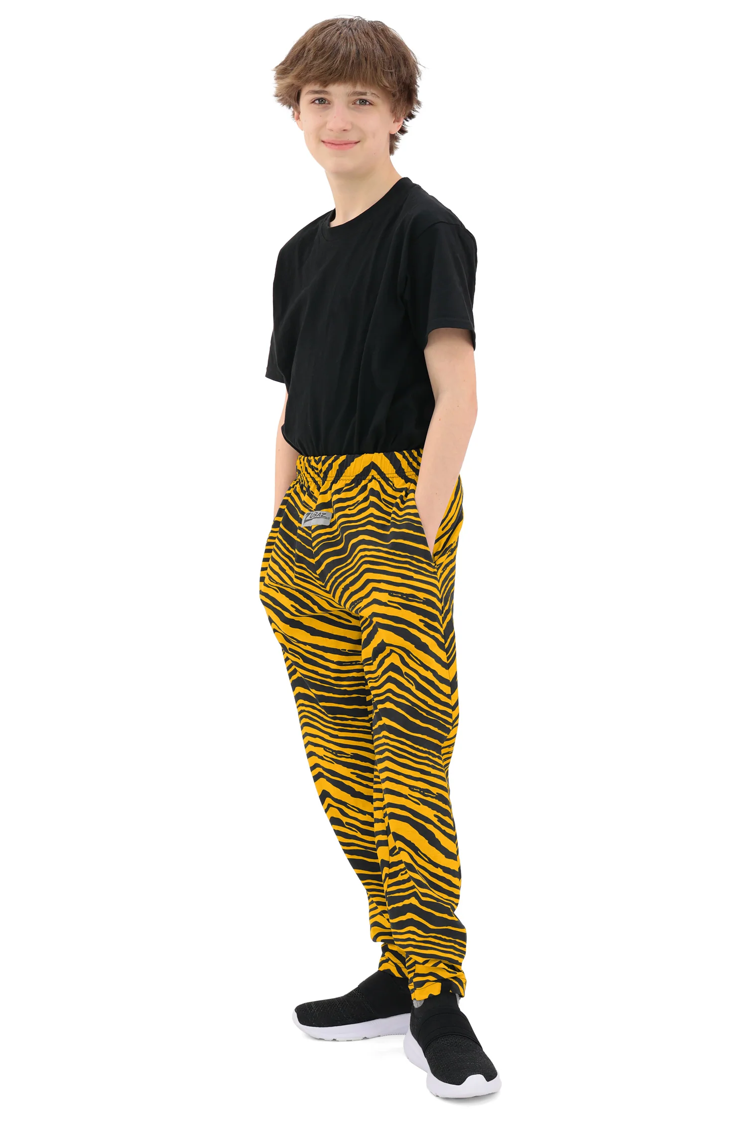 Zubaz Unisex Youth Z88 2 Color Zebra Pant, Black/Gold, 4/5 - Image 5