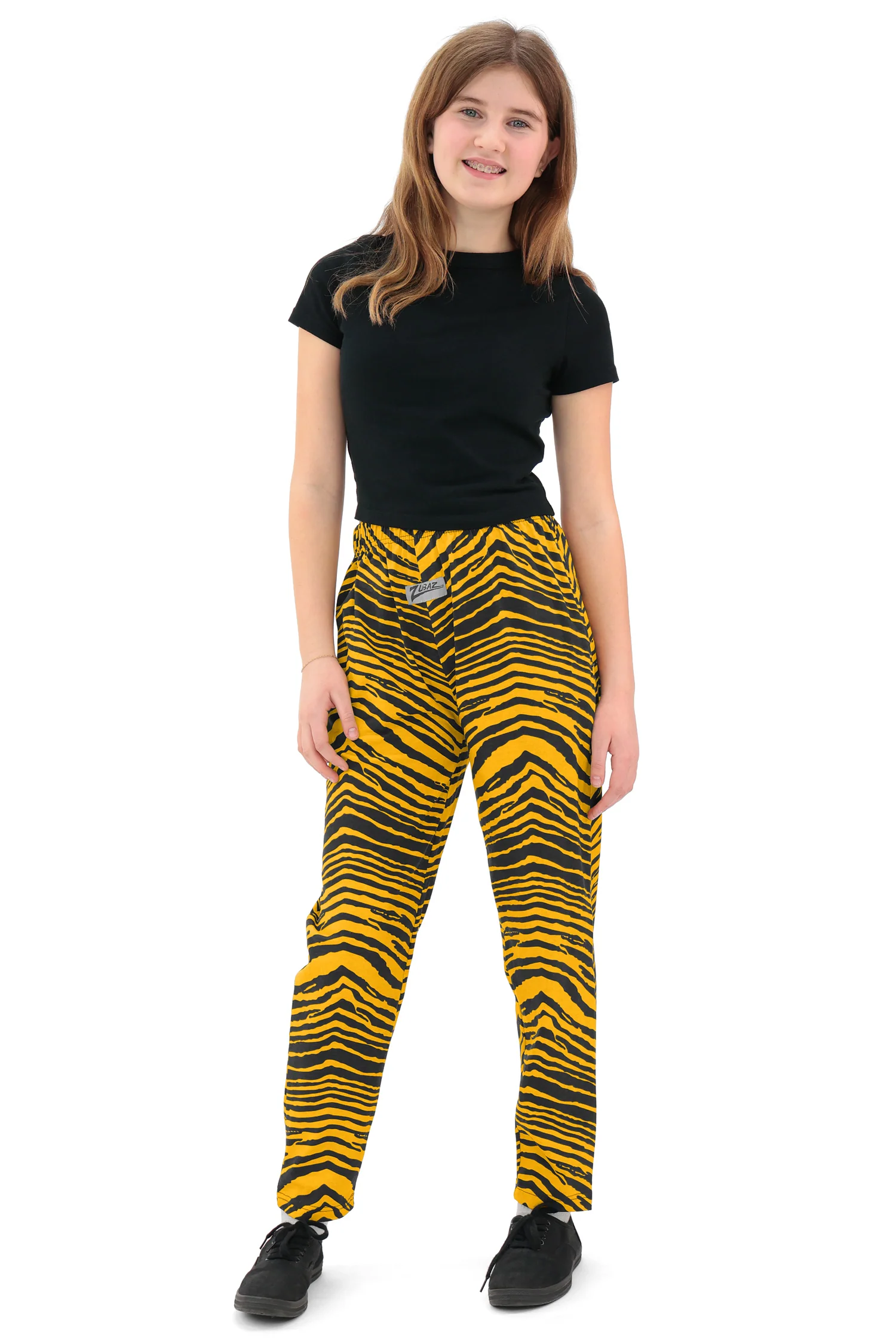 Zubaz Unisex Youth Z88 2 Color Zebra Pant, Black/Gold, 4/5 - Image 7