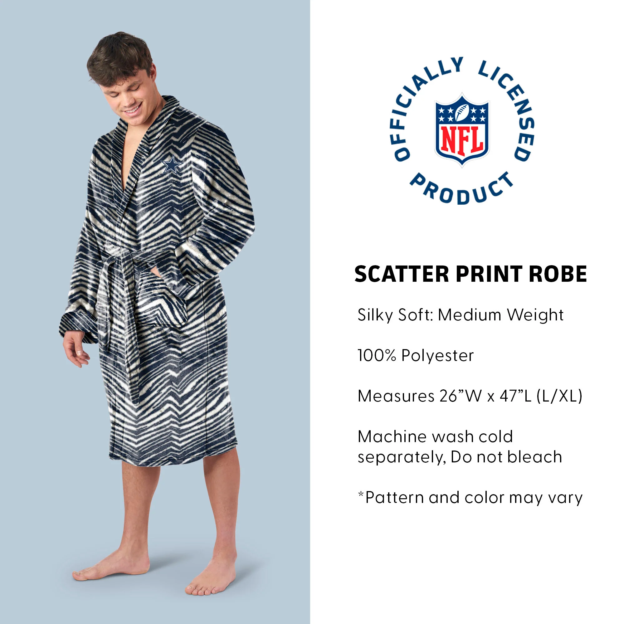 Zubaz X Northwest SCATTER PRINT ROBE ZUBAZ - COWBOYS - Image 3