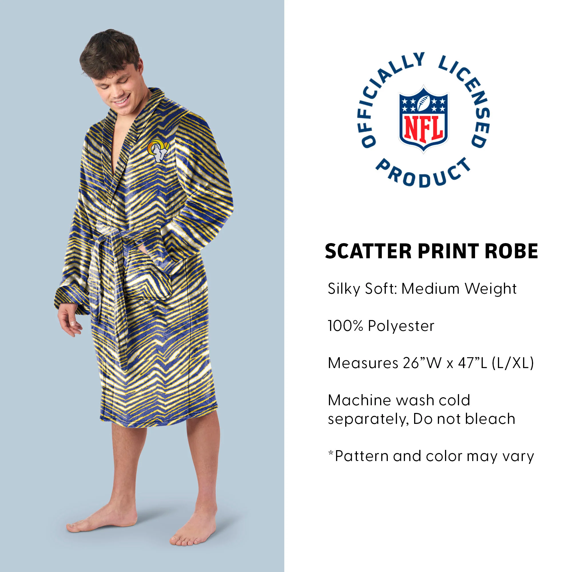 Zubaz X Northwest SCATTER PRINT ROBE ZUBAZ - LA RAMS - Image 3