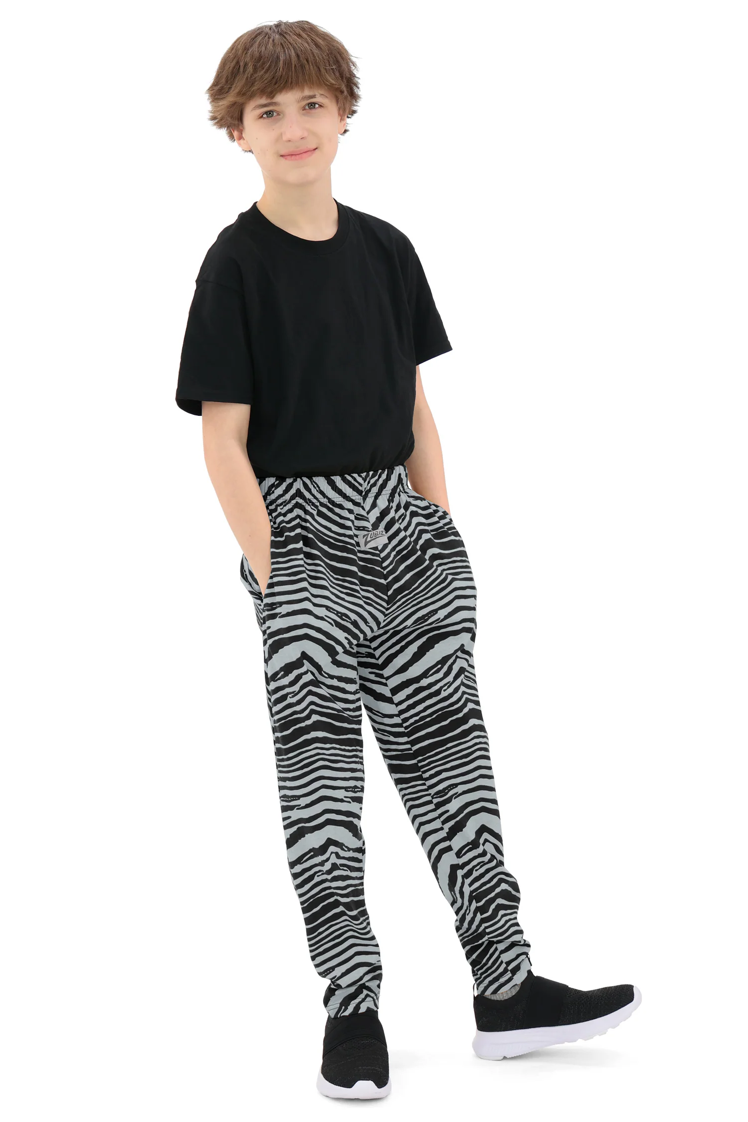 Zubaz Youth Unisex Z88 2 Color Zebra Pant, BLACK/GRAY - Image 7
