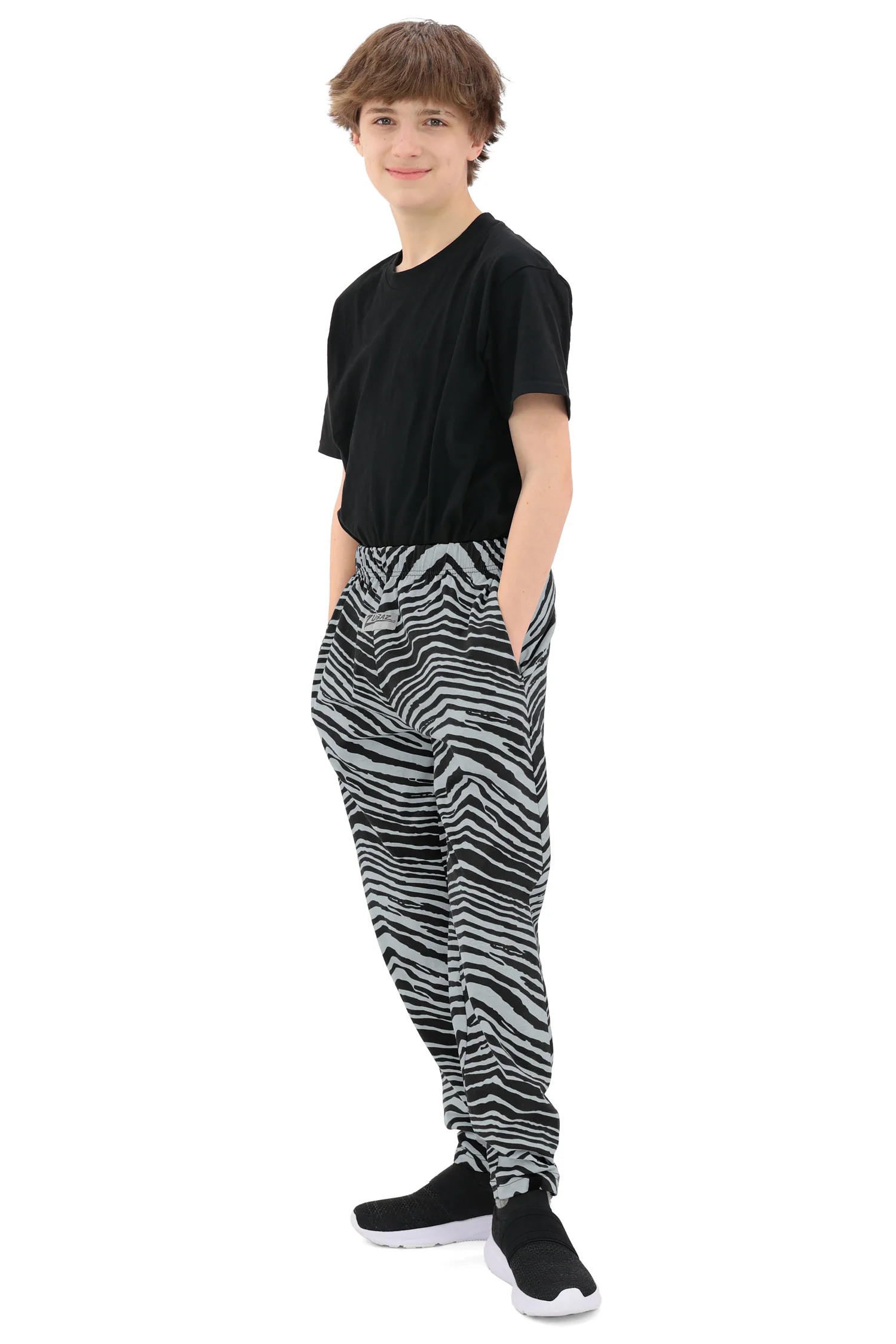 Zubaz Youth Unisex Z88 2 Color Zebra Pant, BLACK/GRAY - Image 8