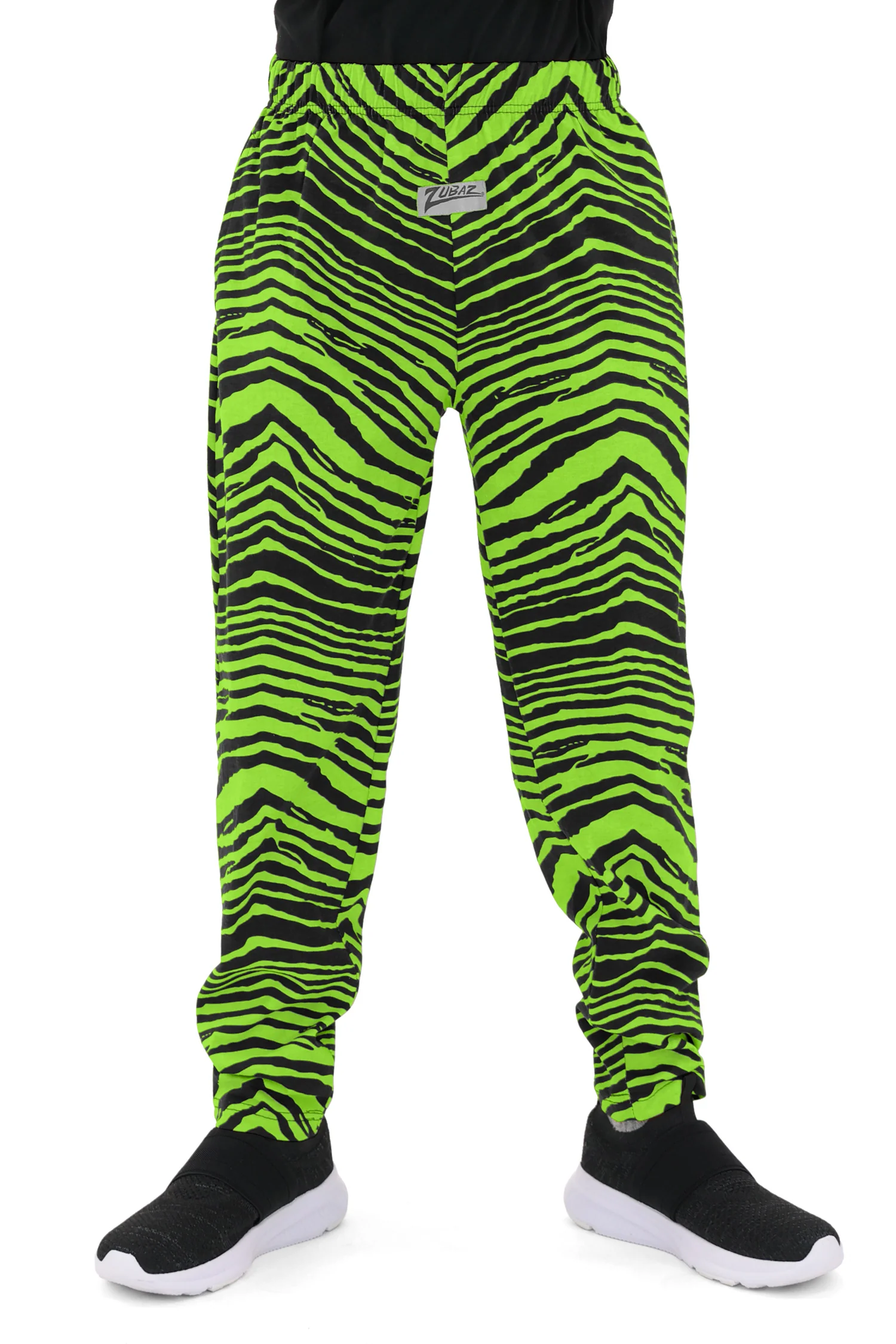 Zubaz Youth Unisex Z88 2 Color Zebra Pant, BLACK/NEON GREEN - Image 5
