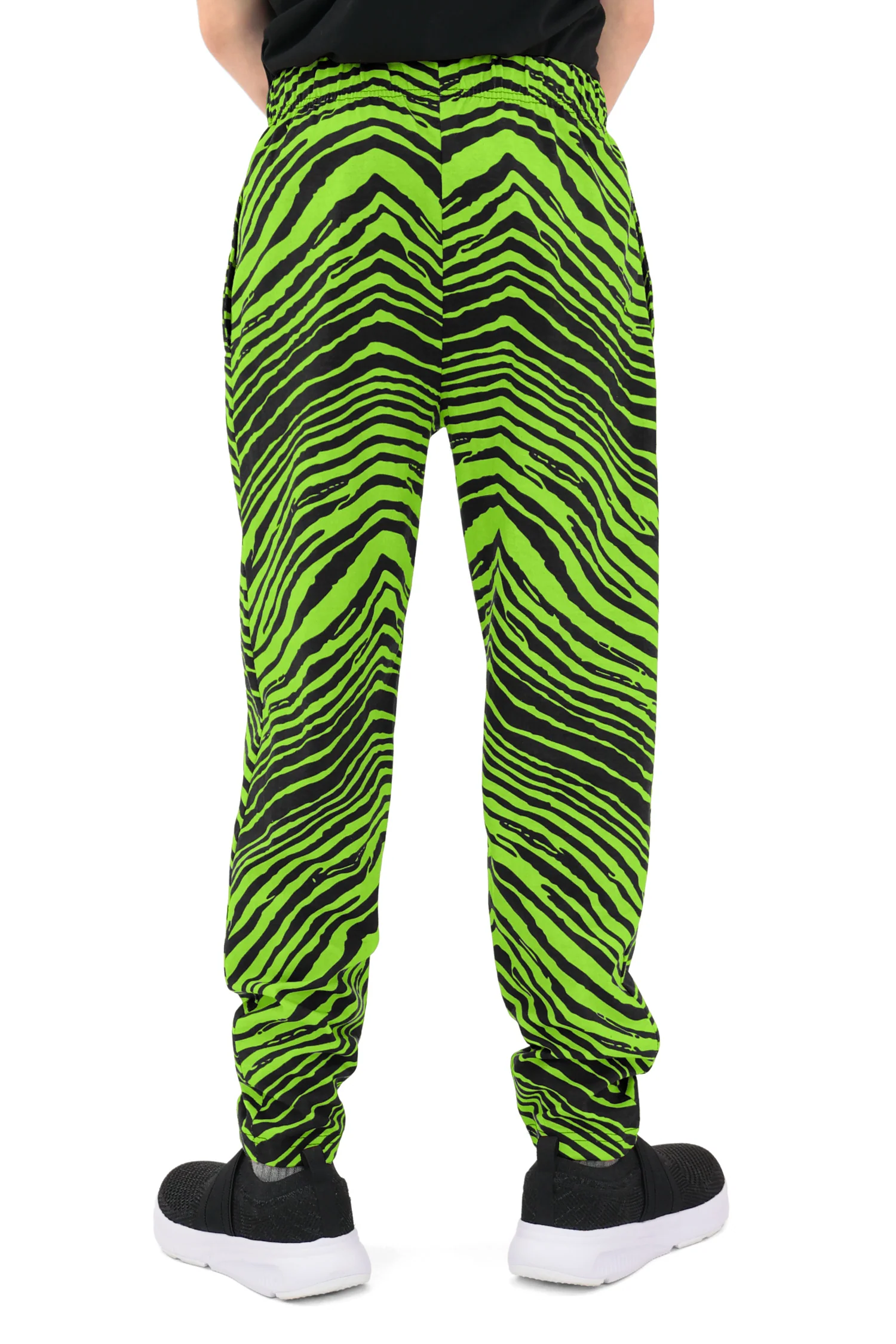 Zubaz Youth Unisex Z88 2 Color Zebra Pant, BLACK/NEON GREEN - Image 6