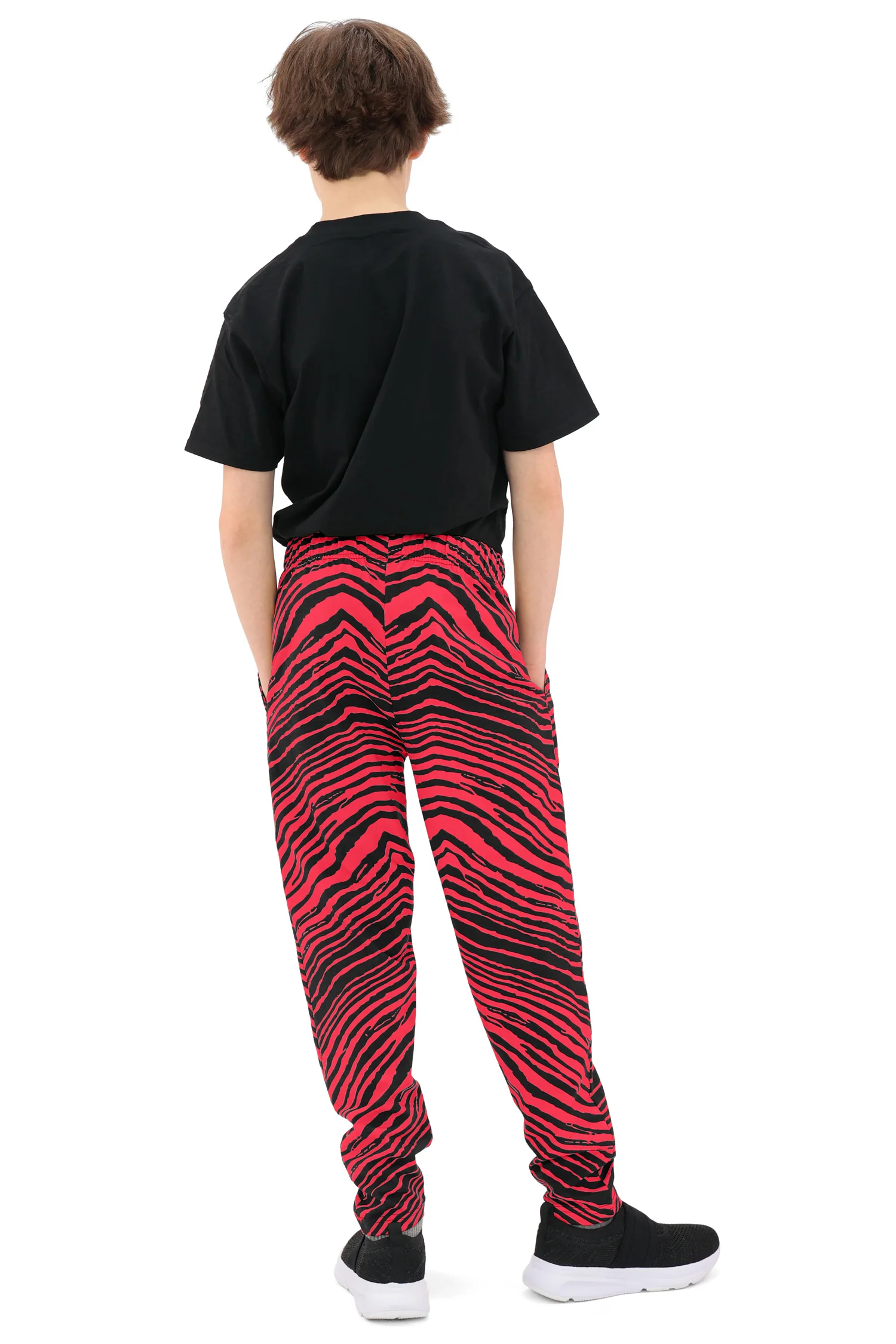 Zubaz Youth Unisex Z88 2 Color Zebra Pant, BLACK/RED - Image 10