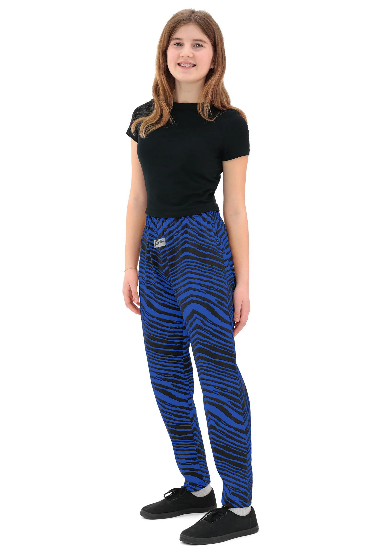 Zubaz Youth Unisex Z88 2 Color Zebra Pant, BLACK/ROYAL - Image 3