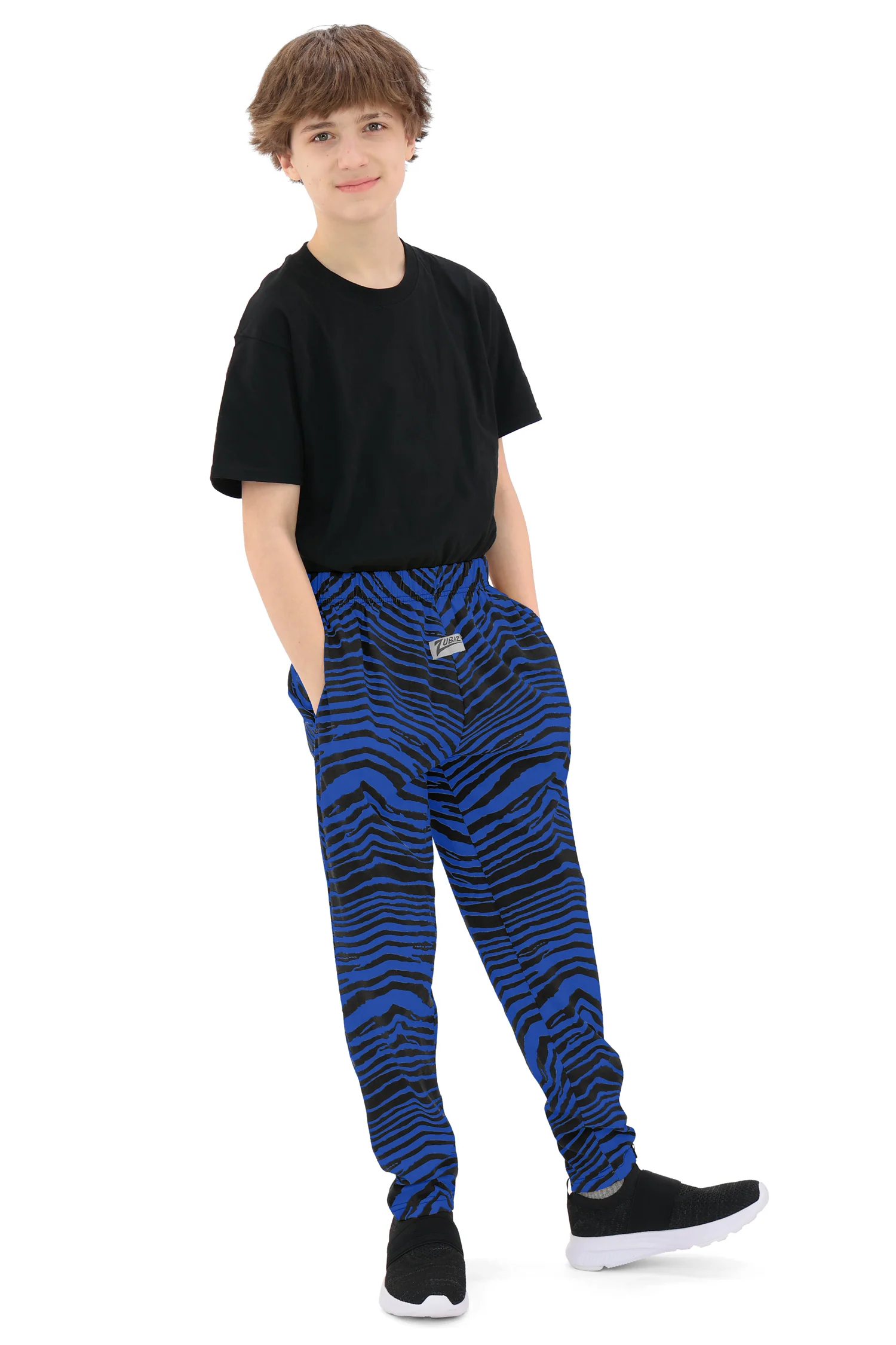 Zubaz Youth Unisex Z88 2 Color Zebra Pant, BLACK/ROYAL - Image 7