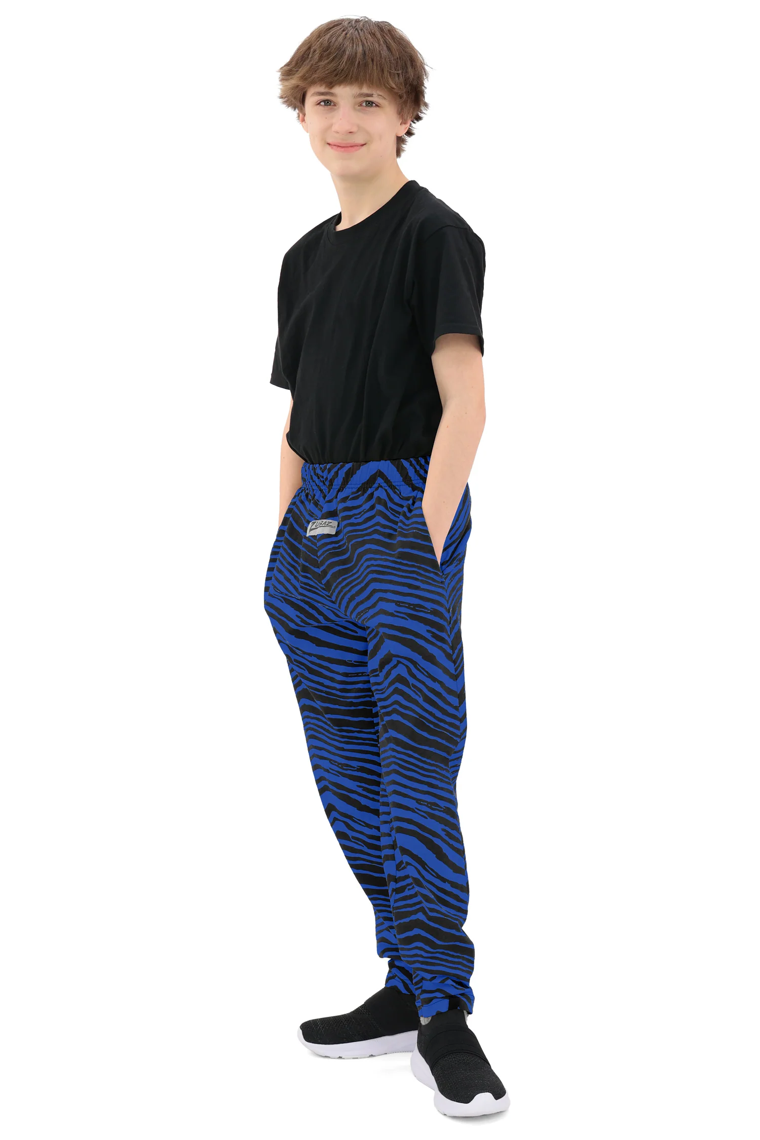 Zubaz Youth Unisex Z88 2 Color Zebra Pant, BLACK/ROYAL - Image 8