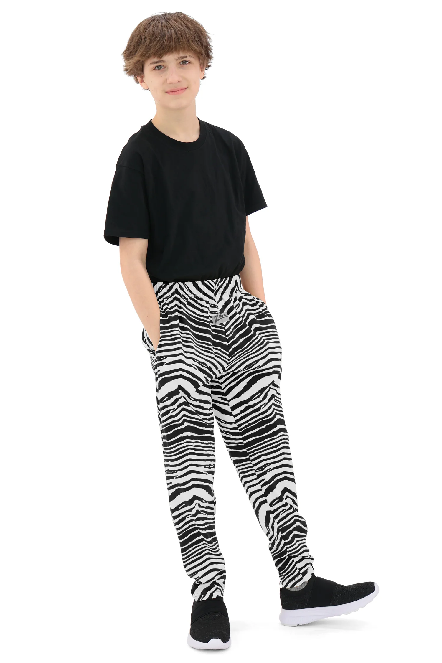 Zubaz Youth Unisex Z88 2 Color Zebra Pant, BLACK/WHITE - Image 7