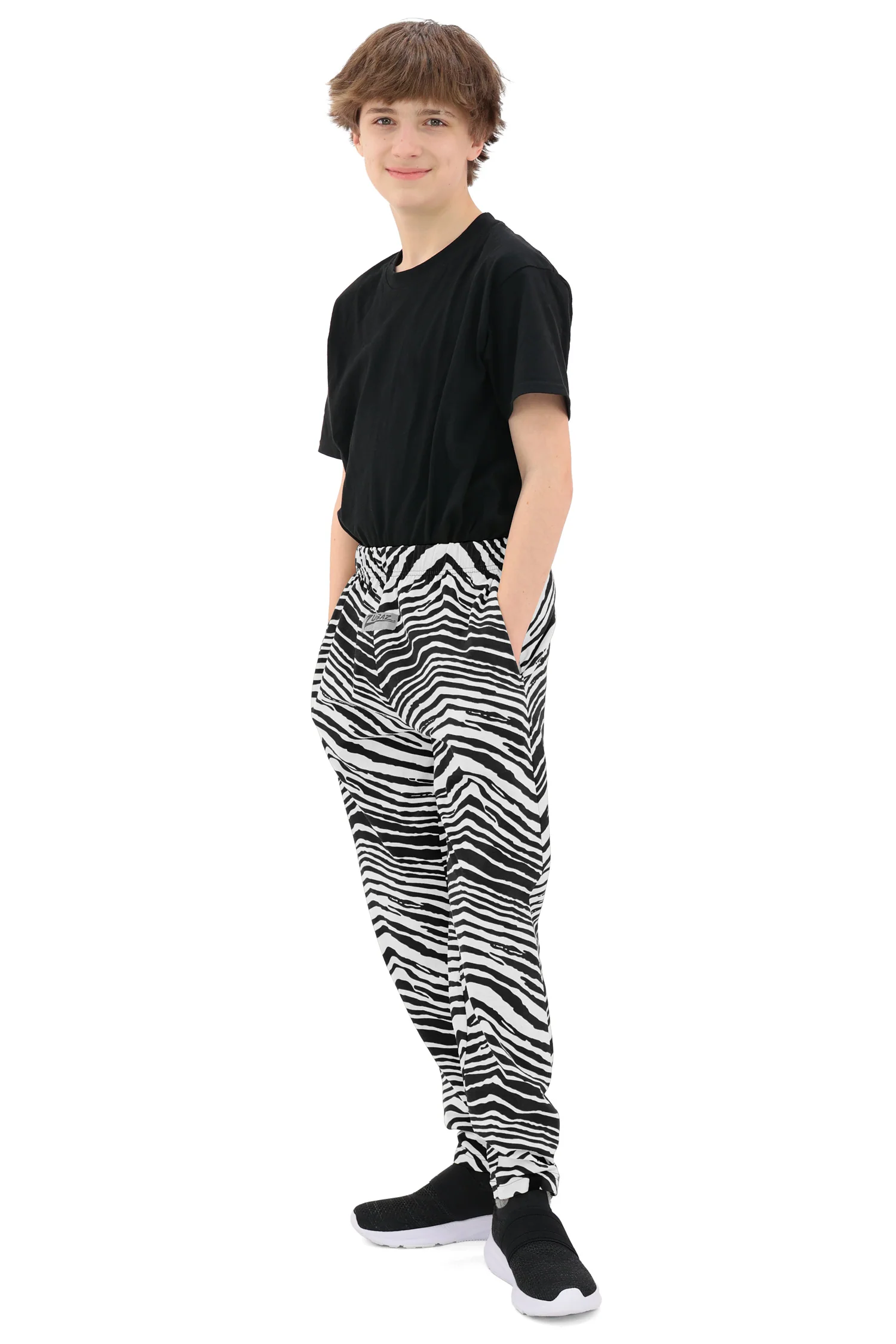 Zubaz Youth Unisex Z88 2 Color Zebra Pant, BLACK/WHITE - Image 8