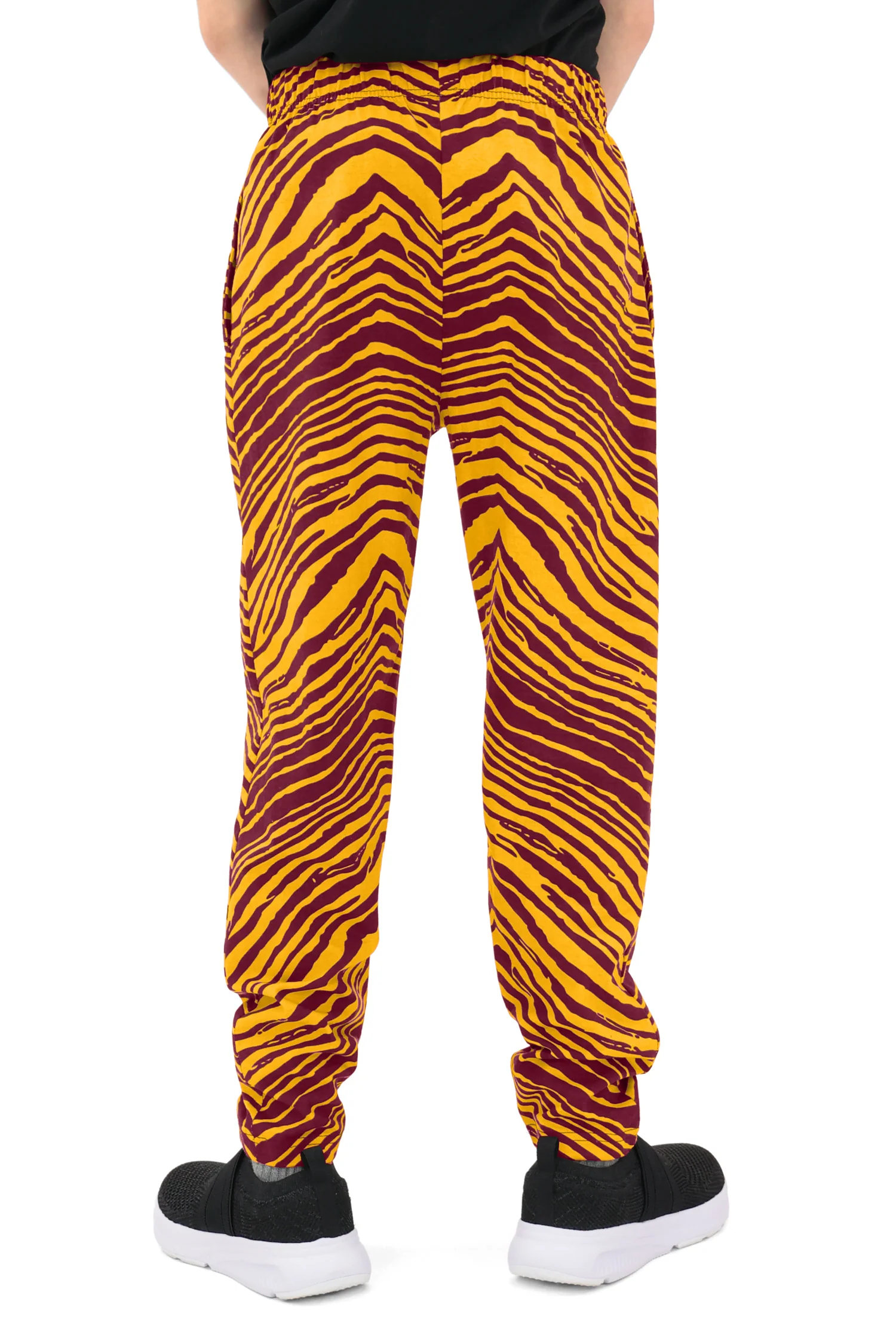 Zubaz Youth Unisex Z88 2 Color Zebra Pant, BURGUNDY/GOLD - Image 4