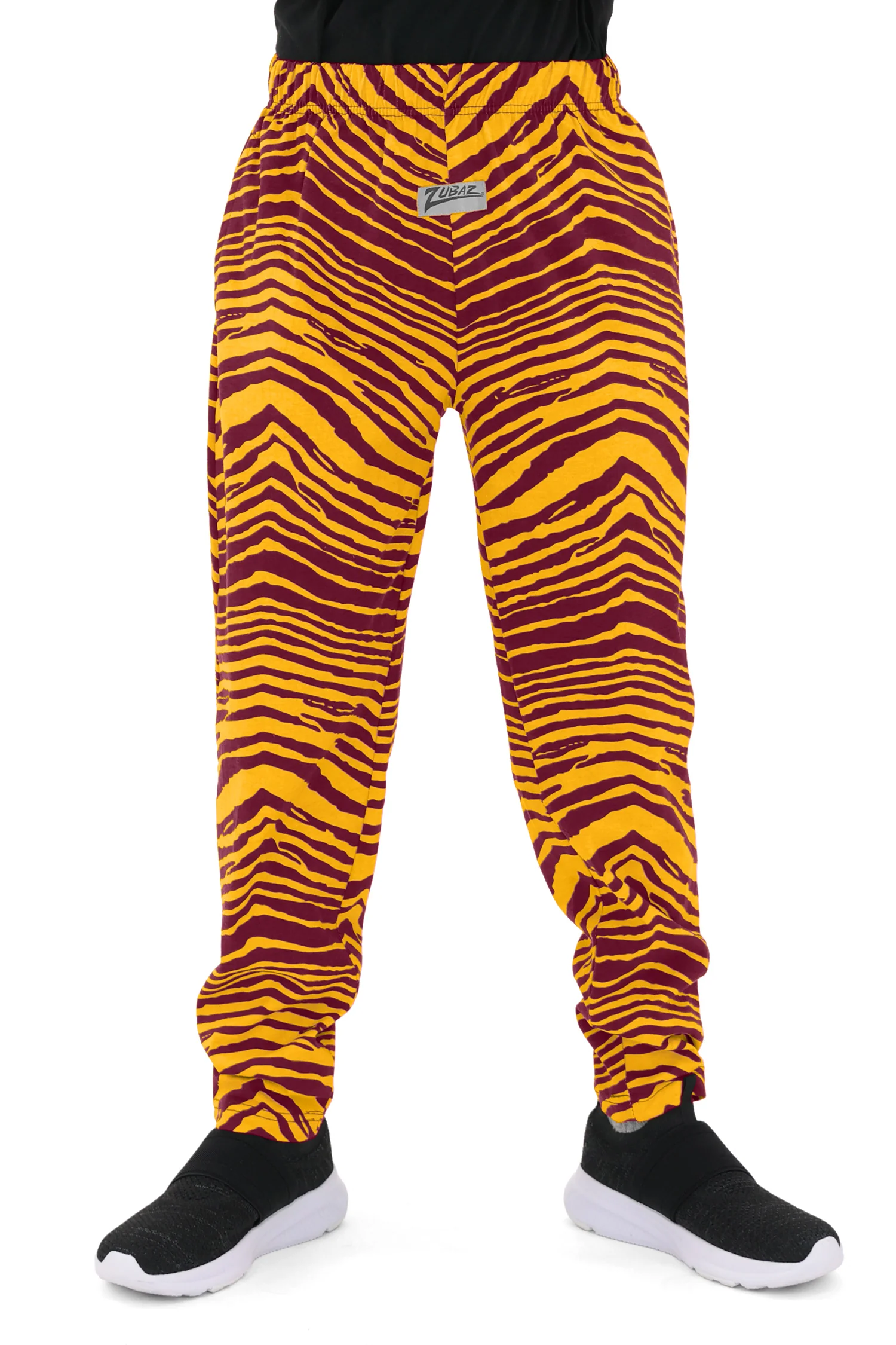 Zubaz Youth Unisex Z88 2 Color Zebra Pant, BURGUNDY/GOLD - Image 5