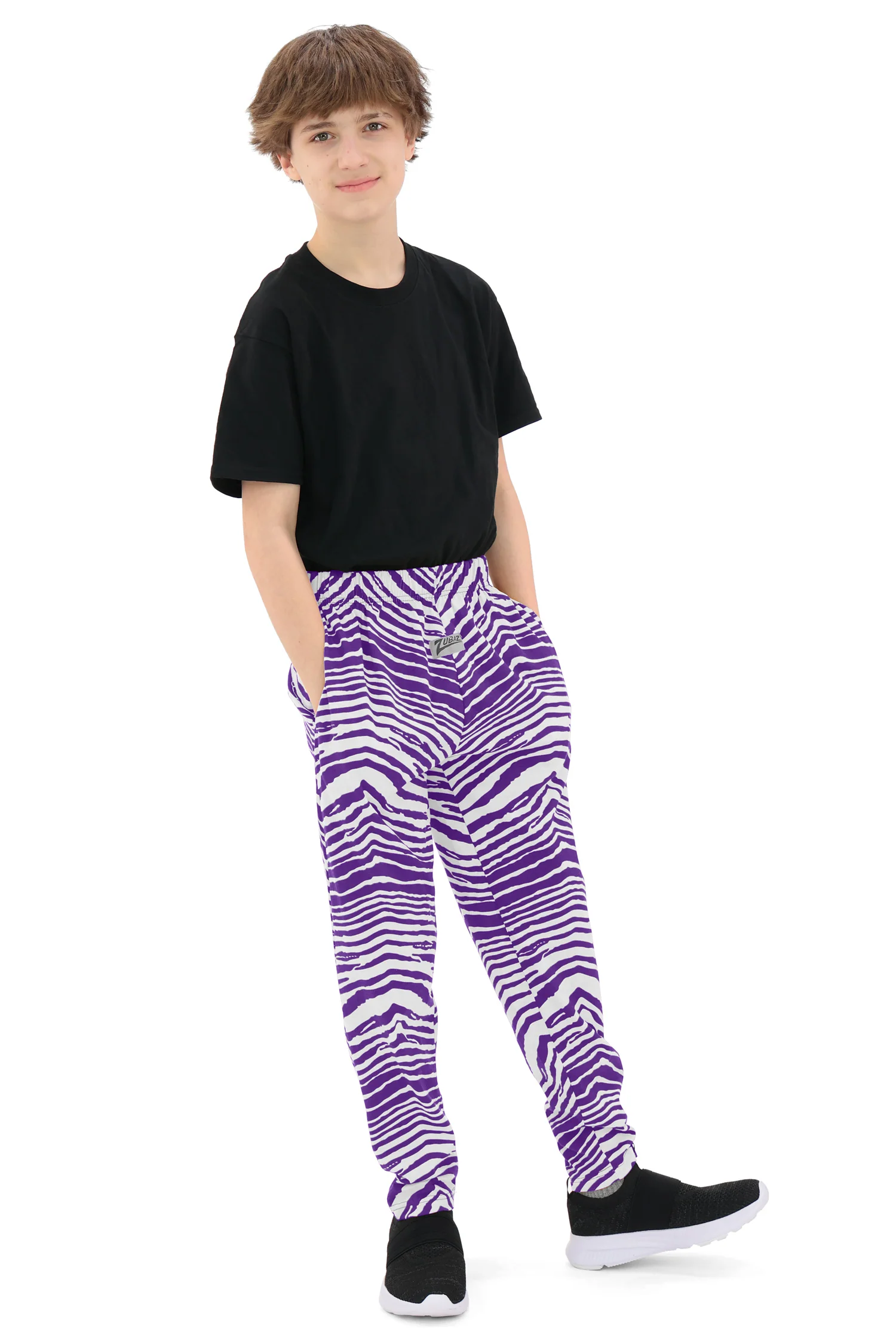 Zubaz Youth Unisex Z88 2 Color Zebra Pant, PURPLE/WHITE - Image 8