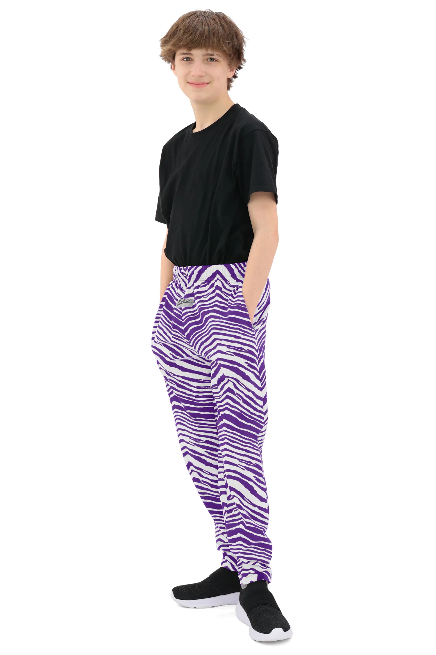 Zubaz Youth Unisex Z88 2 Color Zebra Pant, PURPLE/WHITE - Image 9