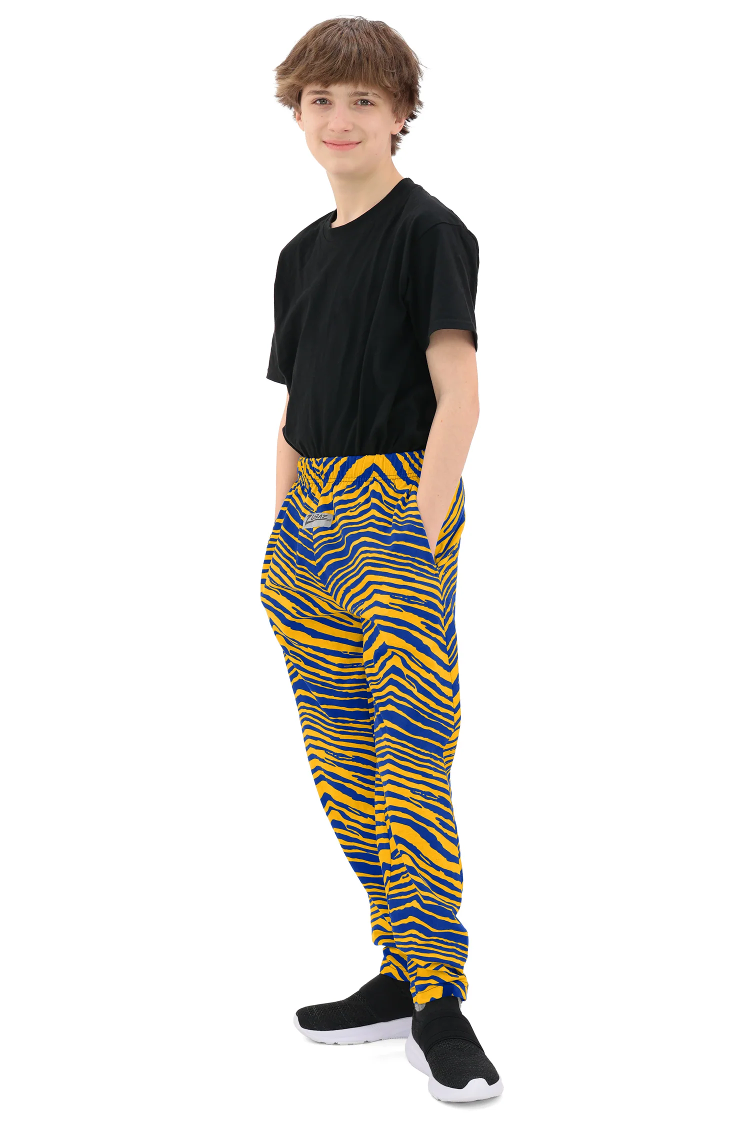 Zubaz Youth Unisex Z88 2 Color Zebra Pant, ROYAL/GOLD - Image 3