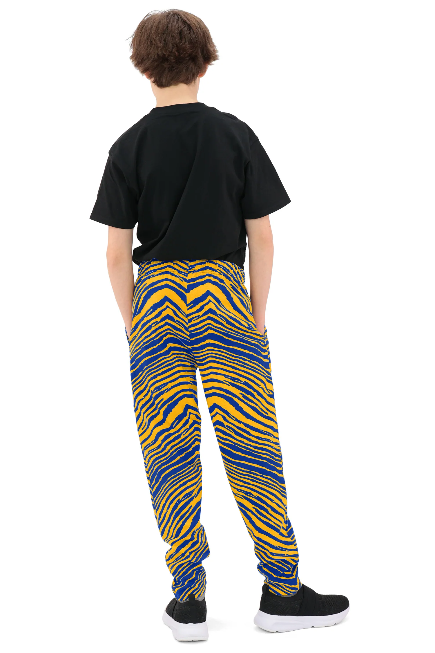 Zubaz Youth Unisex Z88 2 Color Zebra Pant, ROYAL/GOLD - Image 4
