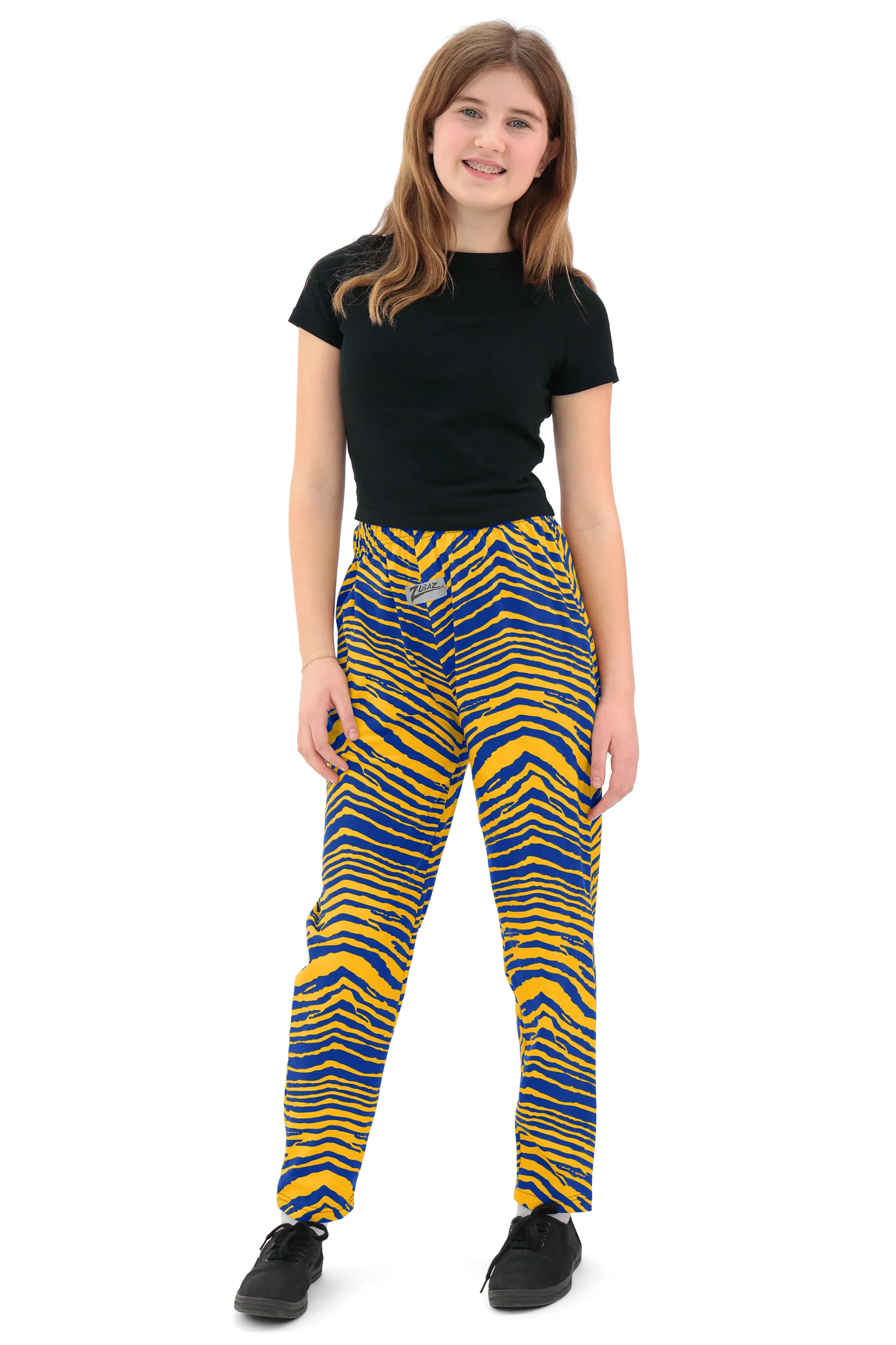 Zubaz Youth Unisex Z88 2 Color Zebra Pant, ROYAL/GOLD - Image 5