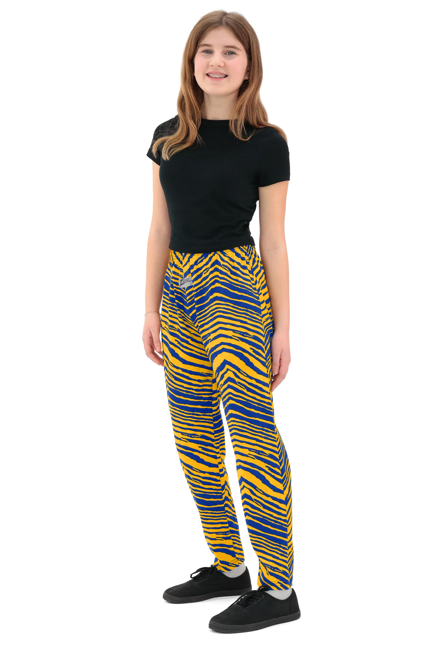 Zubaz Youth Unisex Z88 2 Color Zebra Pant, ROYAL/GOLD - Image 6