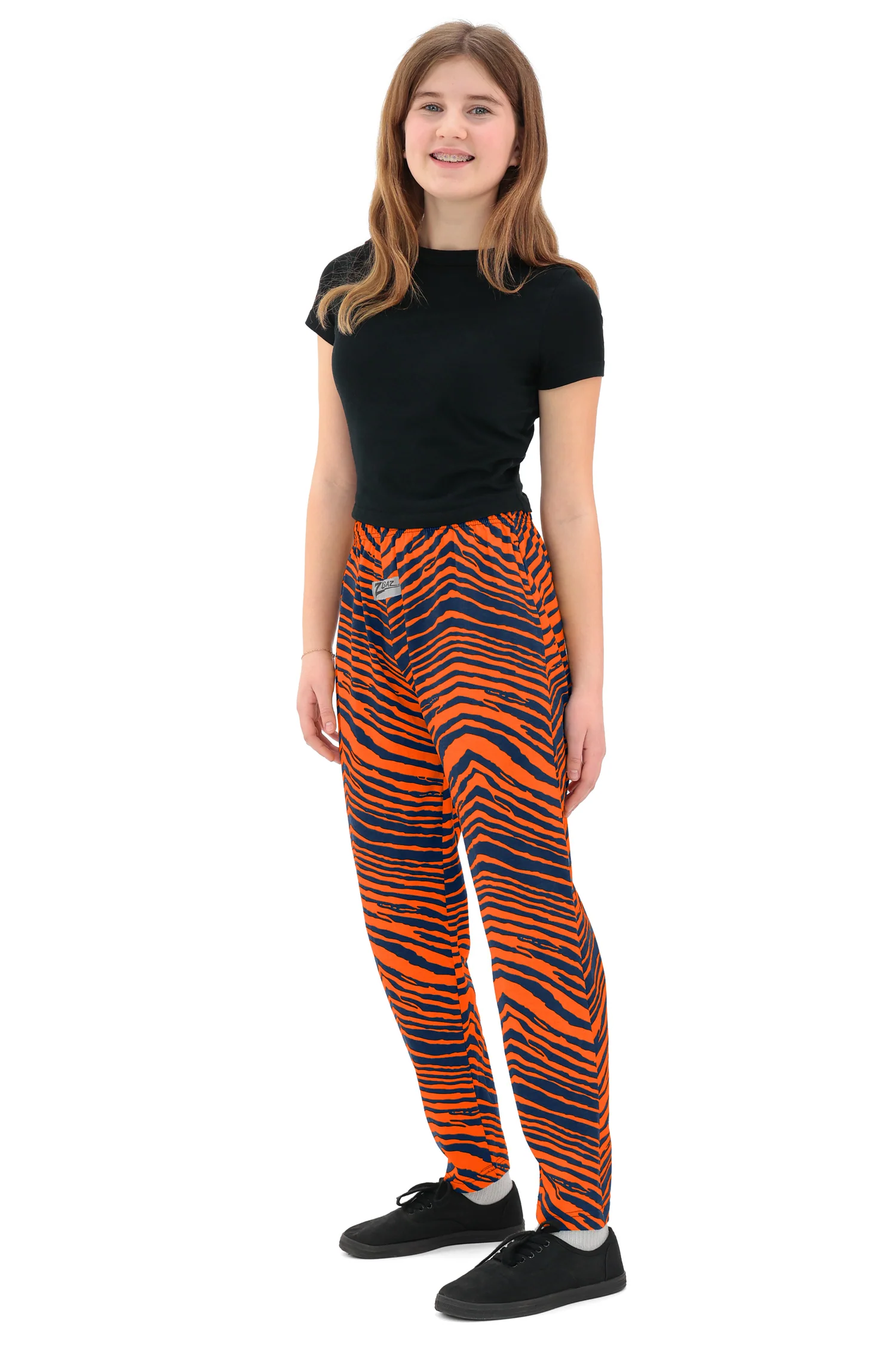 Zubaz Youth Unisex Z88 2 Color Zebra Pant, Navy/ORANGE - Image 3