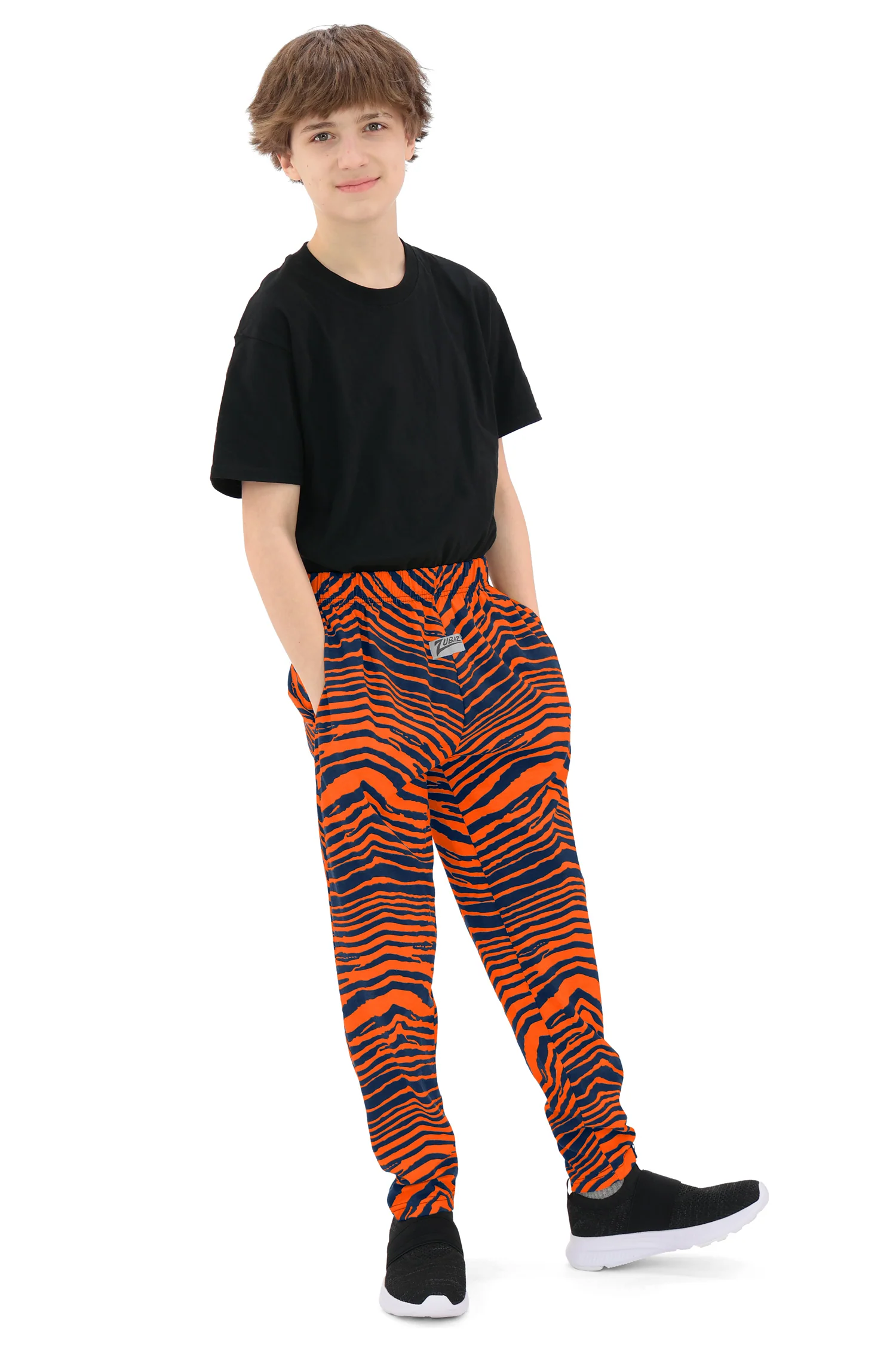 Zubaz Youth Unisex Z88 2 Color Zebra Pant, Navy/ORANGE - Image 8