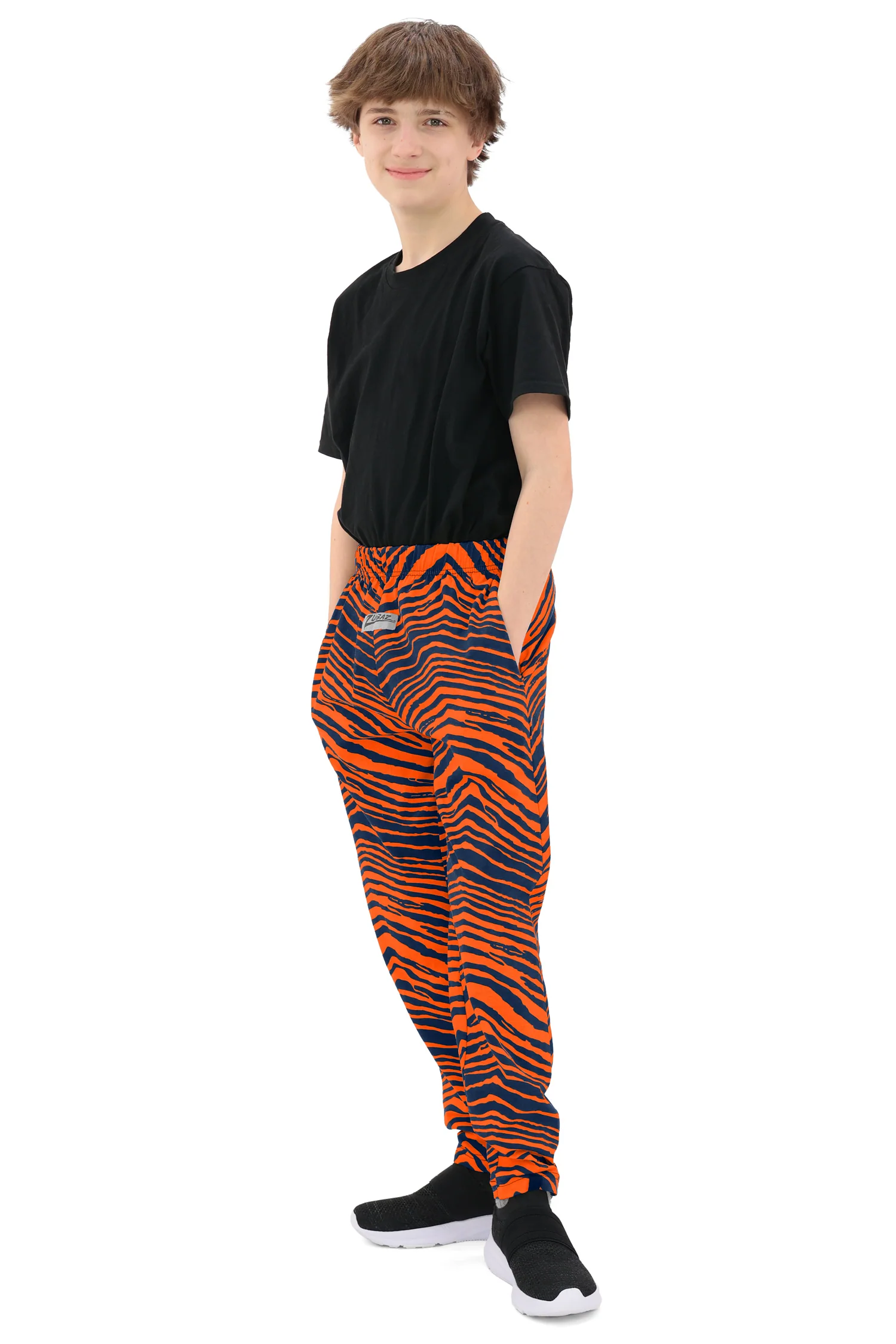 Zubaz Youth Unisex Z88 2 Color Zebra Pant, Navy/ORANGE - Image 9