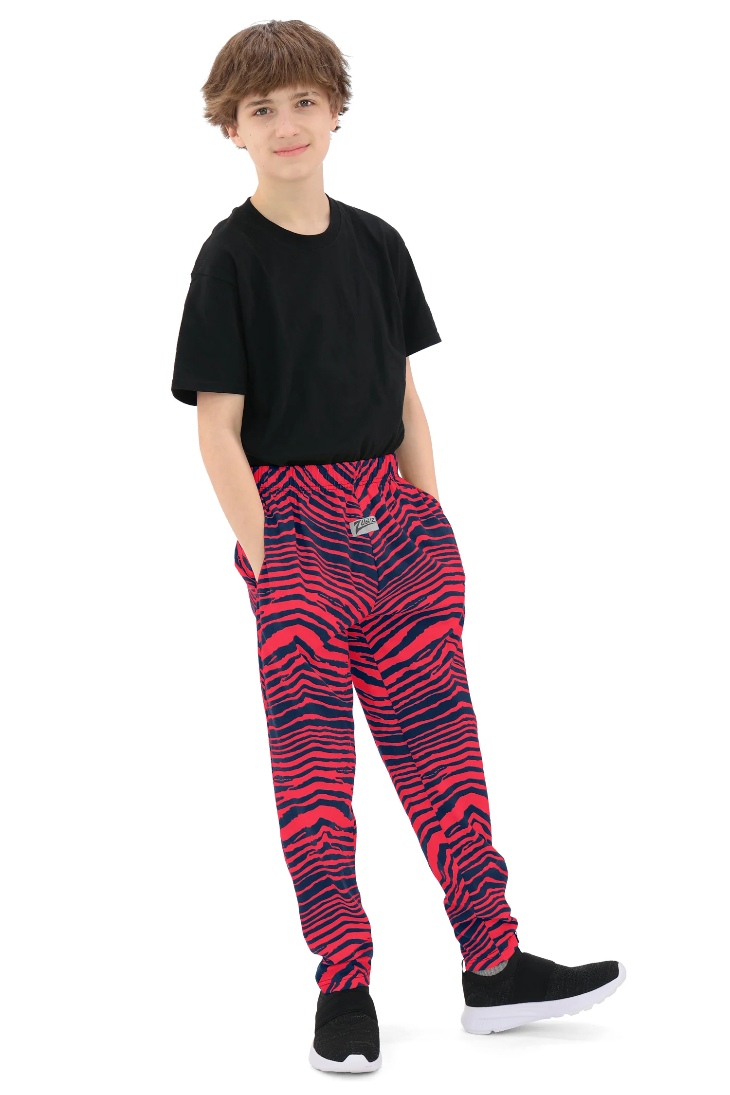 Zubaz Youth Unisex Z88 2 Color Zebra Pant, Navy/RED - Image 8