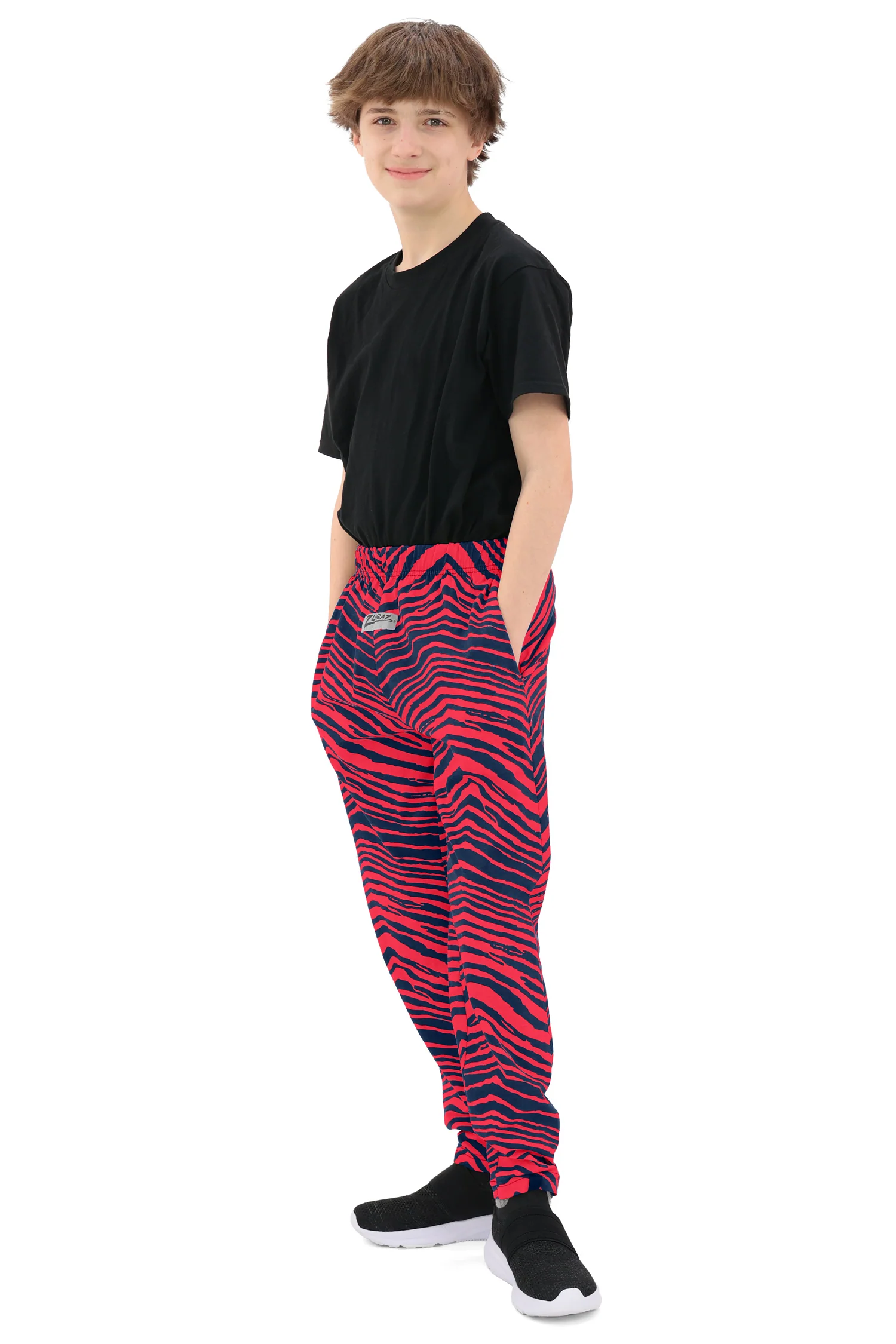 Zubaz Youth Unisex Z88 2 Color Zebra Pant, Navy/RED - Image 9