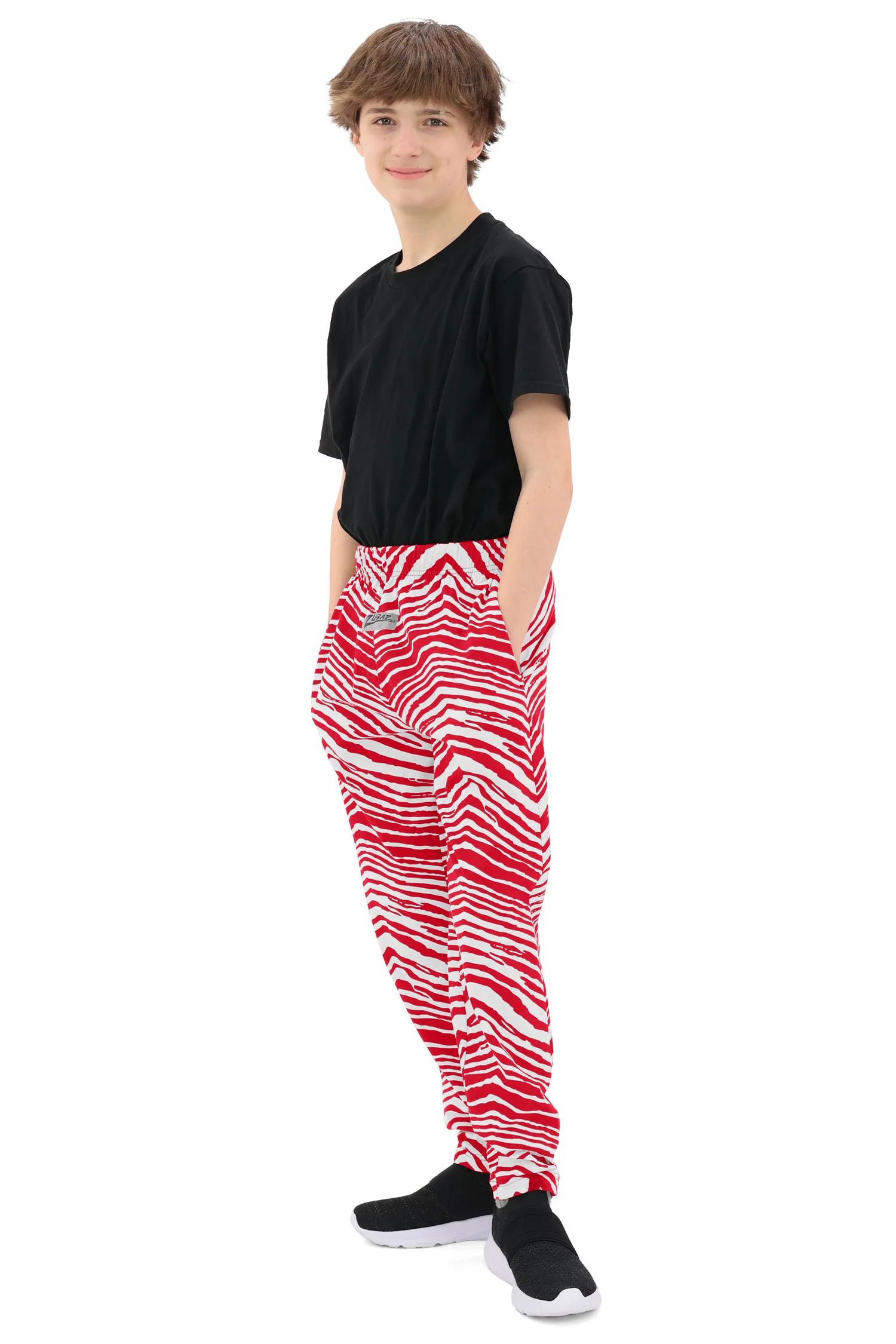 Zubaz Youth Unisex Z88 2 Color Zebra Pants, Red/White - Image 8